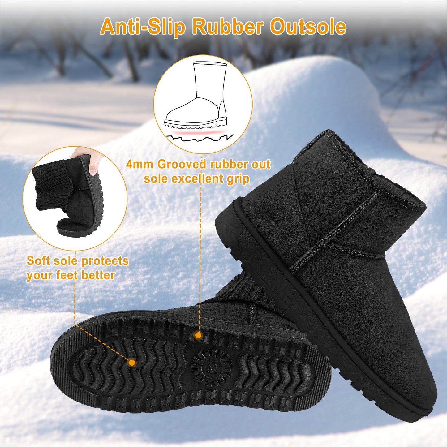 Women Lady Snow Boots Suede Mid-Calf Boot