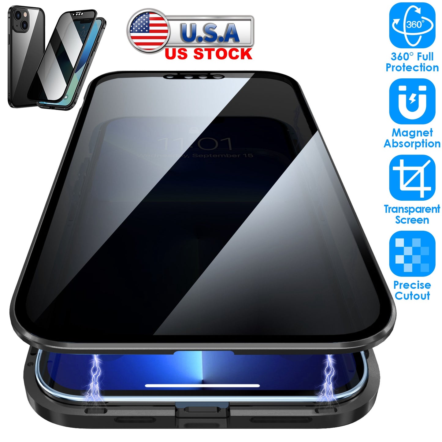 Privacy Magnetic Phone Case with Anti-Spy Screen Protection