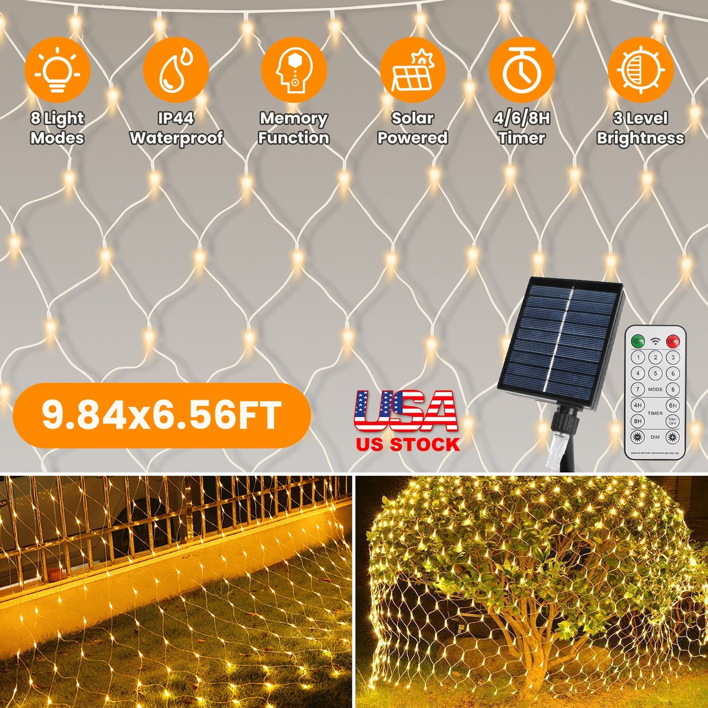 Solar Net Lights 192 LED 9.84x6.56ft Outdoor Waterproof