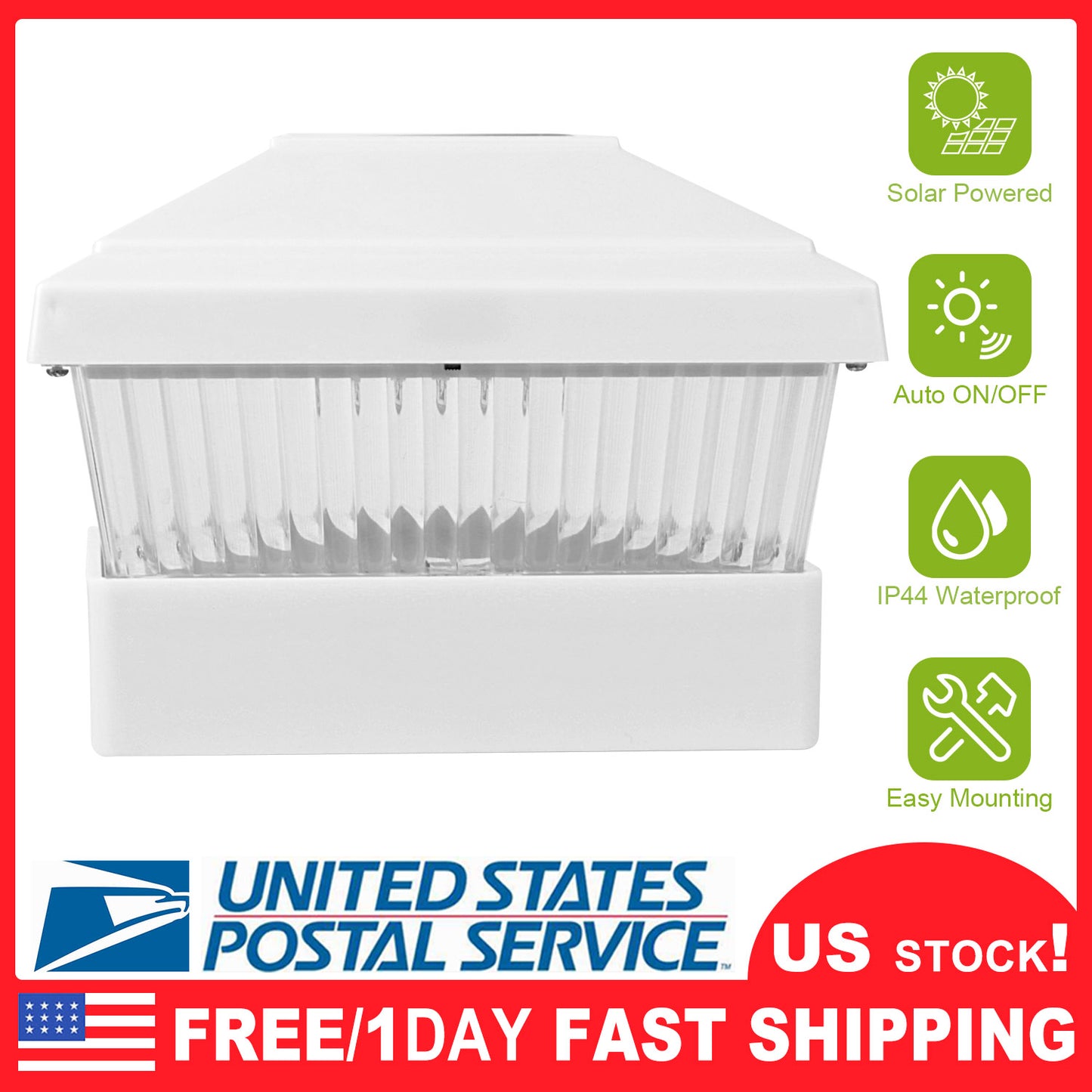 Solar Post Cap Light for 5x5 Inch Fence & Deck Posts