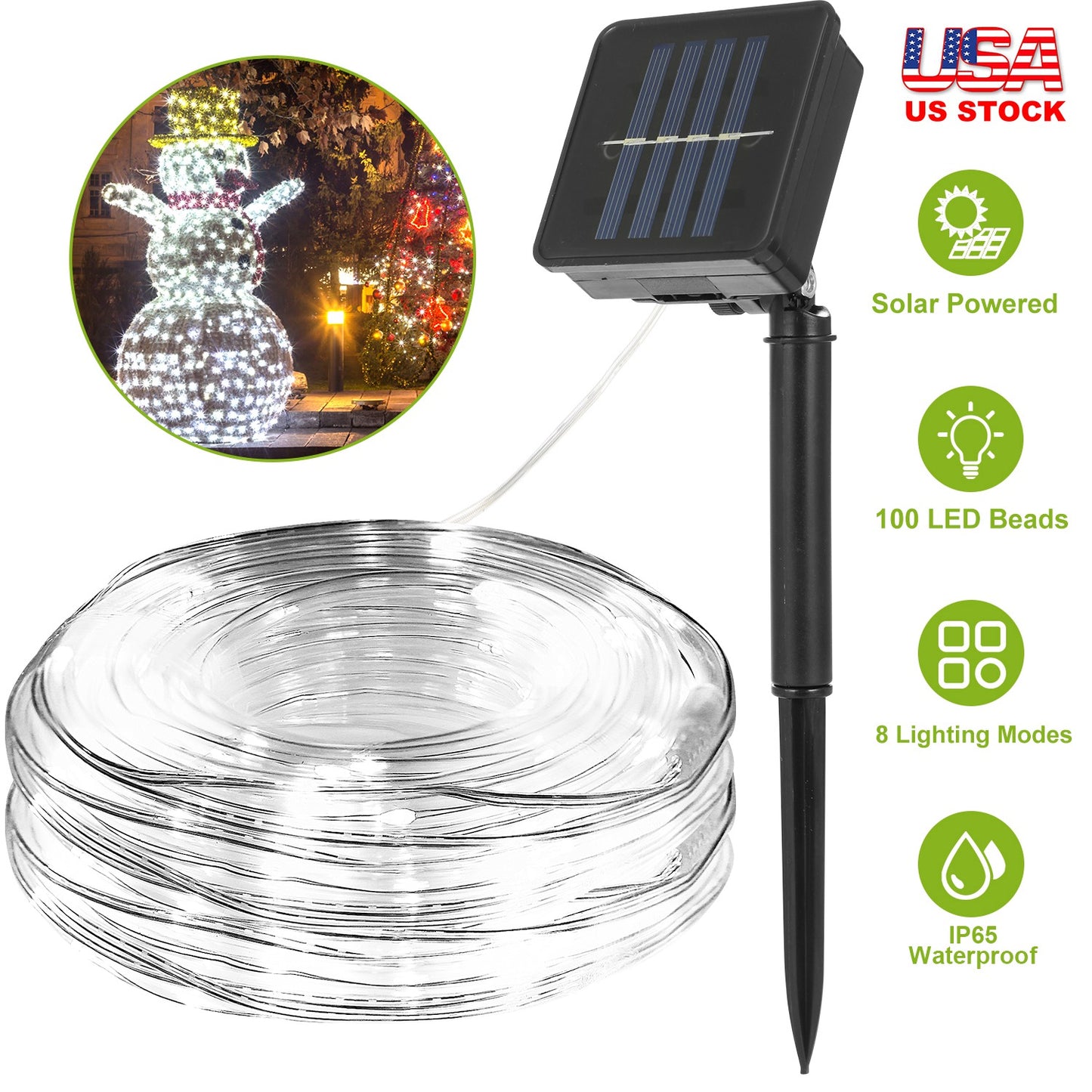 Solar String Lights Outdoor 100 LED 39ft Waterproof Decorative