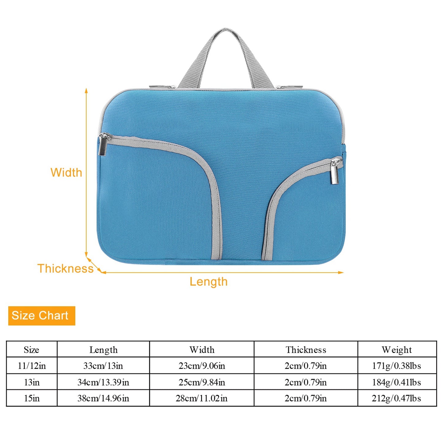Laptop Sleeve Bag with Front Pockets - Neoprene Protection