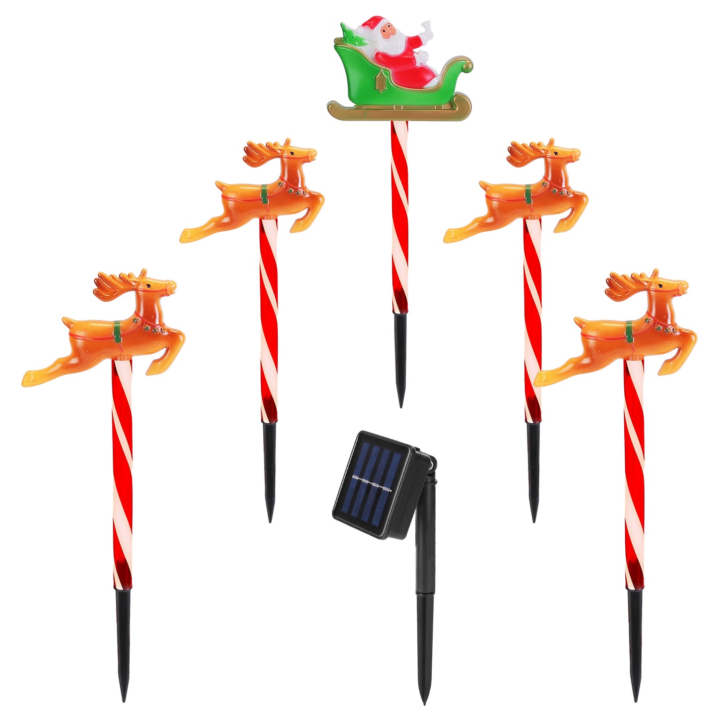 Solar Christmas Pathway Lights 5-Pack with 8 Lighting Modes