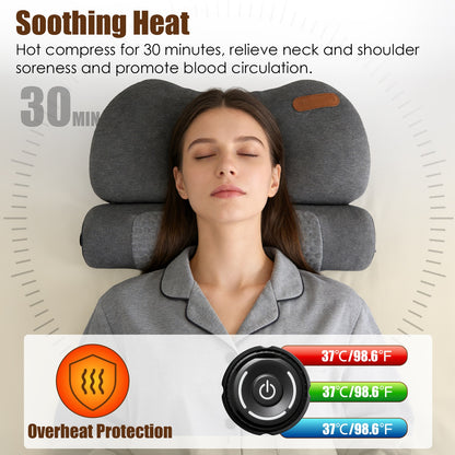 Heated Memory Foam Neck Pillow with 3-Level Heat Therapy