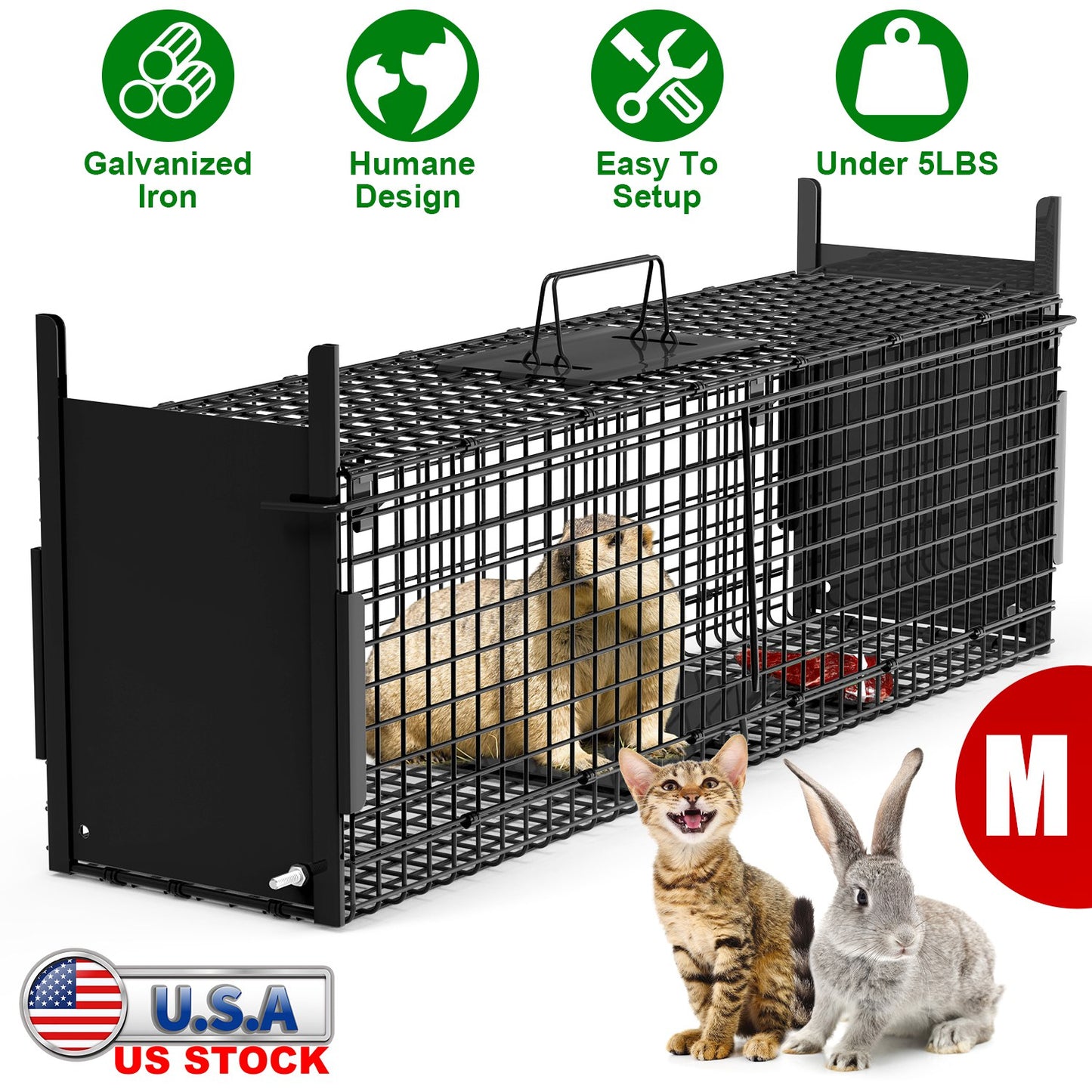 40in Humane Live Animal Trap Cage for Raccoons & Opossums