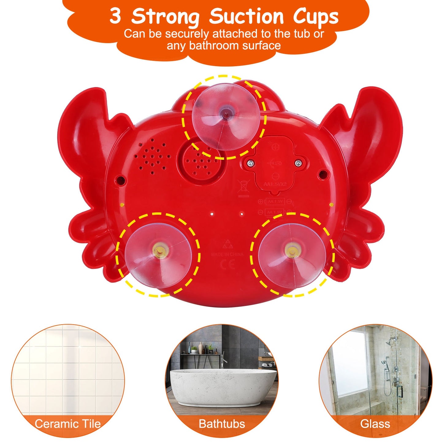 Musical Bubble Bath Maker Toy with Suction Cups for Toddlers