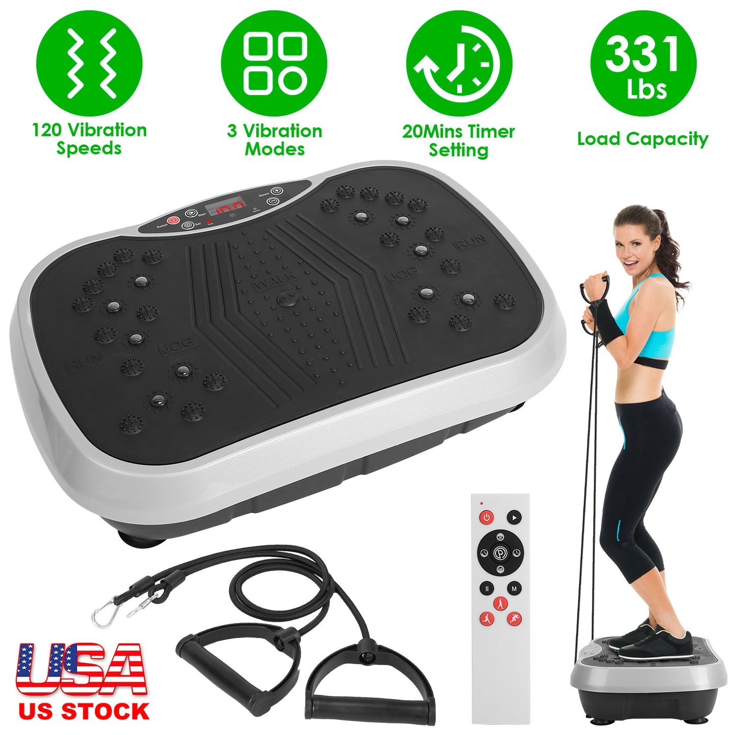 Vibration Platform Exercise Machine with Resistance Bands