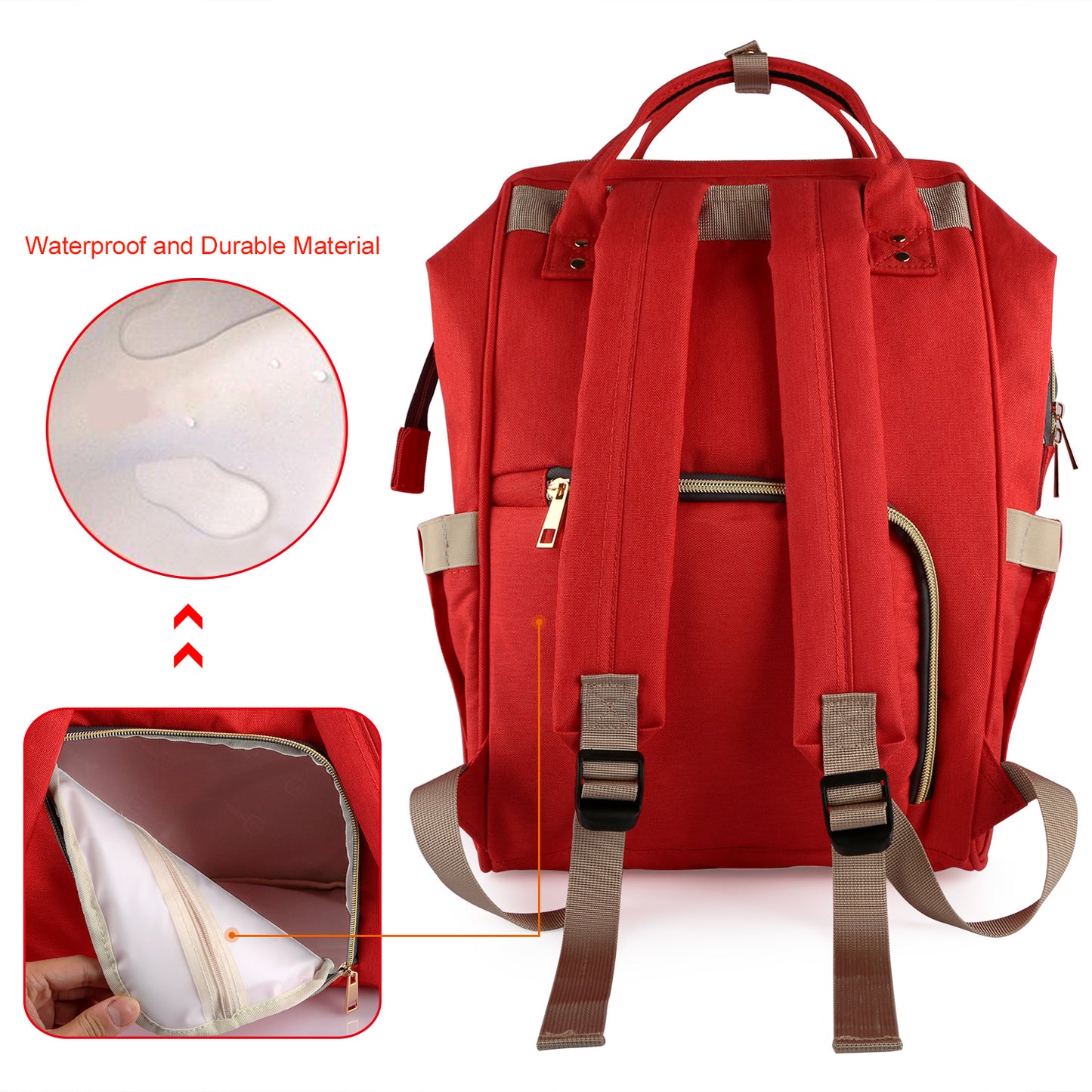 Diaper Bag Backpack with Changing Pad - Water-Resistant