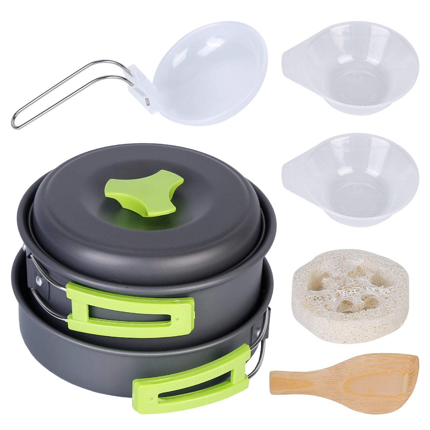 Camping Cookware Set 9-Piece Aluminum Pot Pan Kit for Hiking