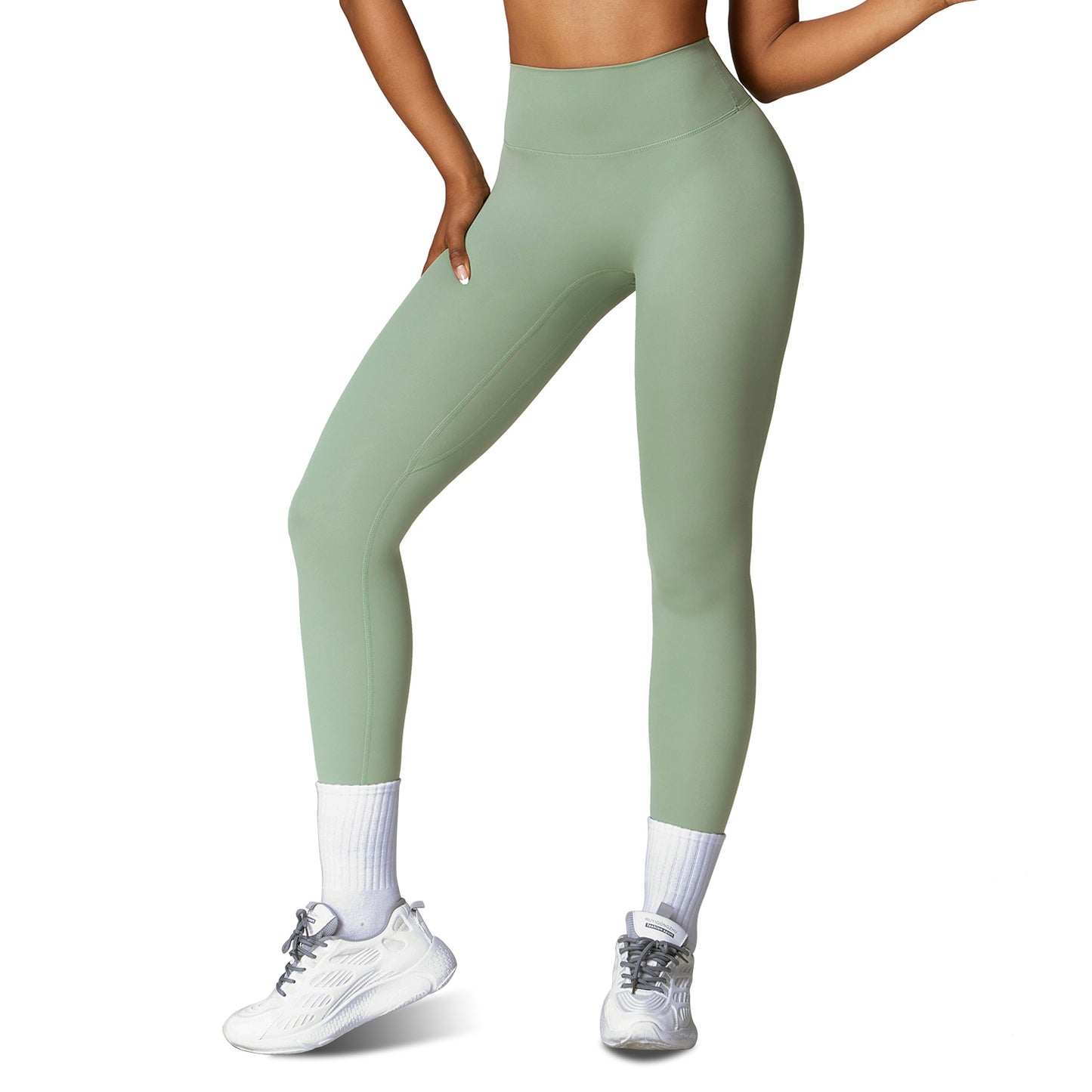 High Waist Workout Leggings with Tummy Control - 25" Inseam