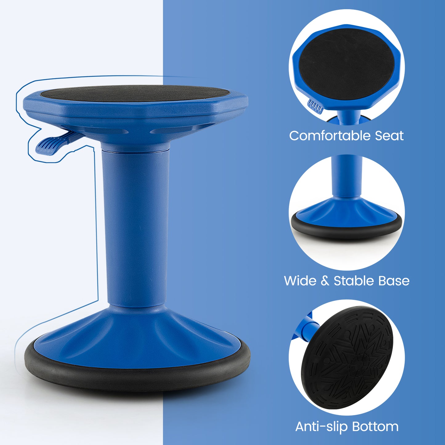 Adjustable Active Learning Wobble Stool with Cushion Seat