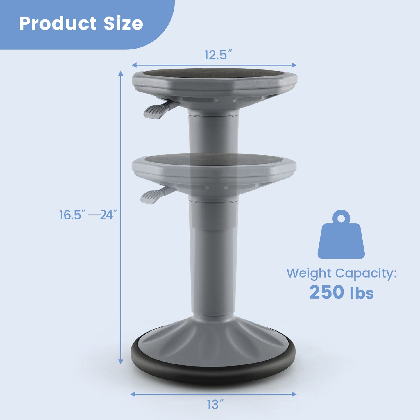 Adjustable Active Learning Wobble Stool with Cushion Seat