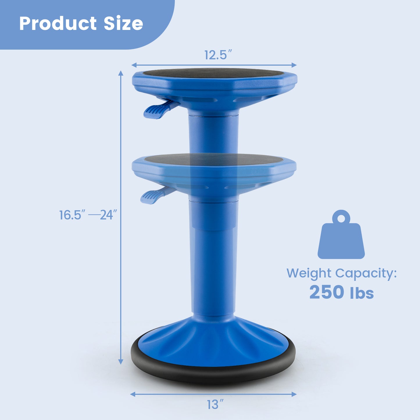 Adjustable Active Learning Wobble Stool with Cushion Seat