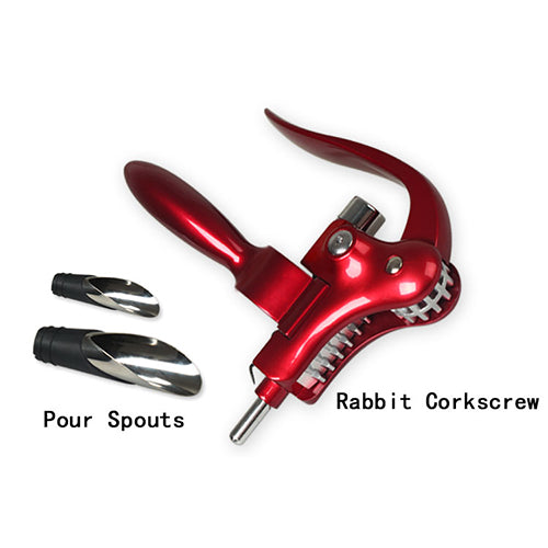 Rabbit Corkscrew Wine Opener Set with Pour Spouts - 3 Piece