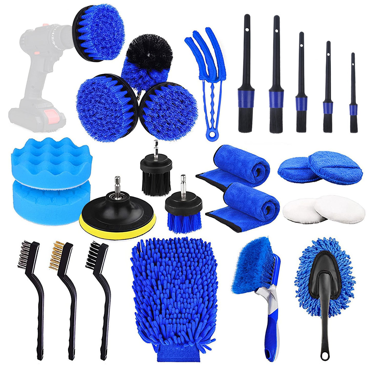Car Detailing Brush Kit - 26 Piece Complete Cleaning Set