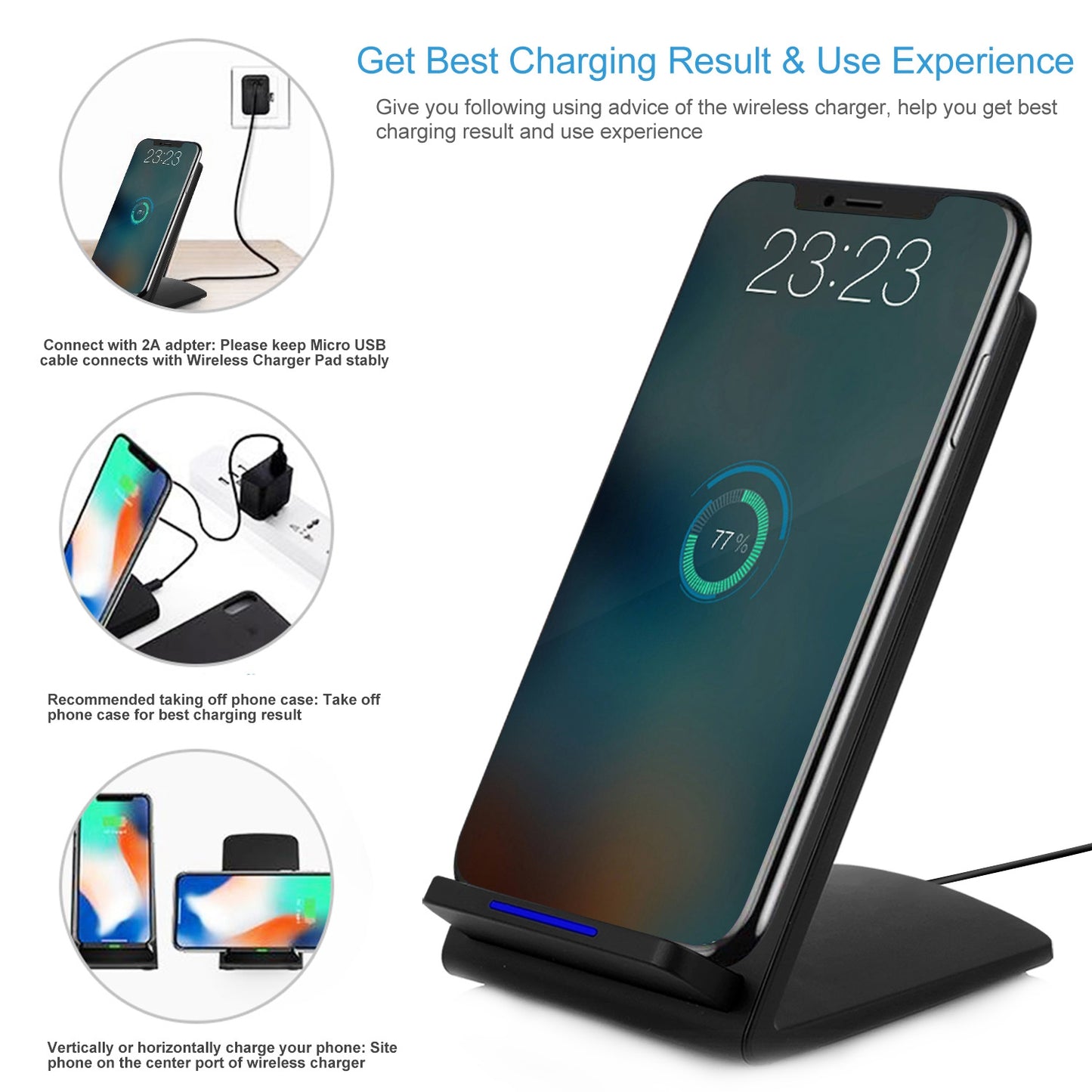 Wireless Charging Stand 10W Fast Charge Dual Coil Qi Certified