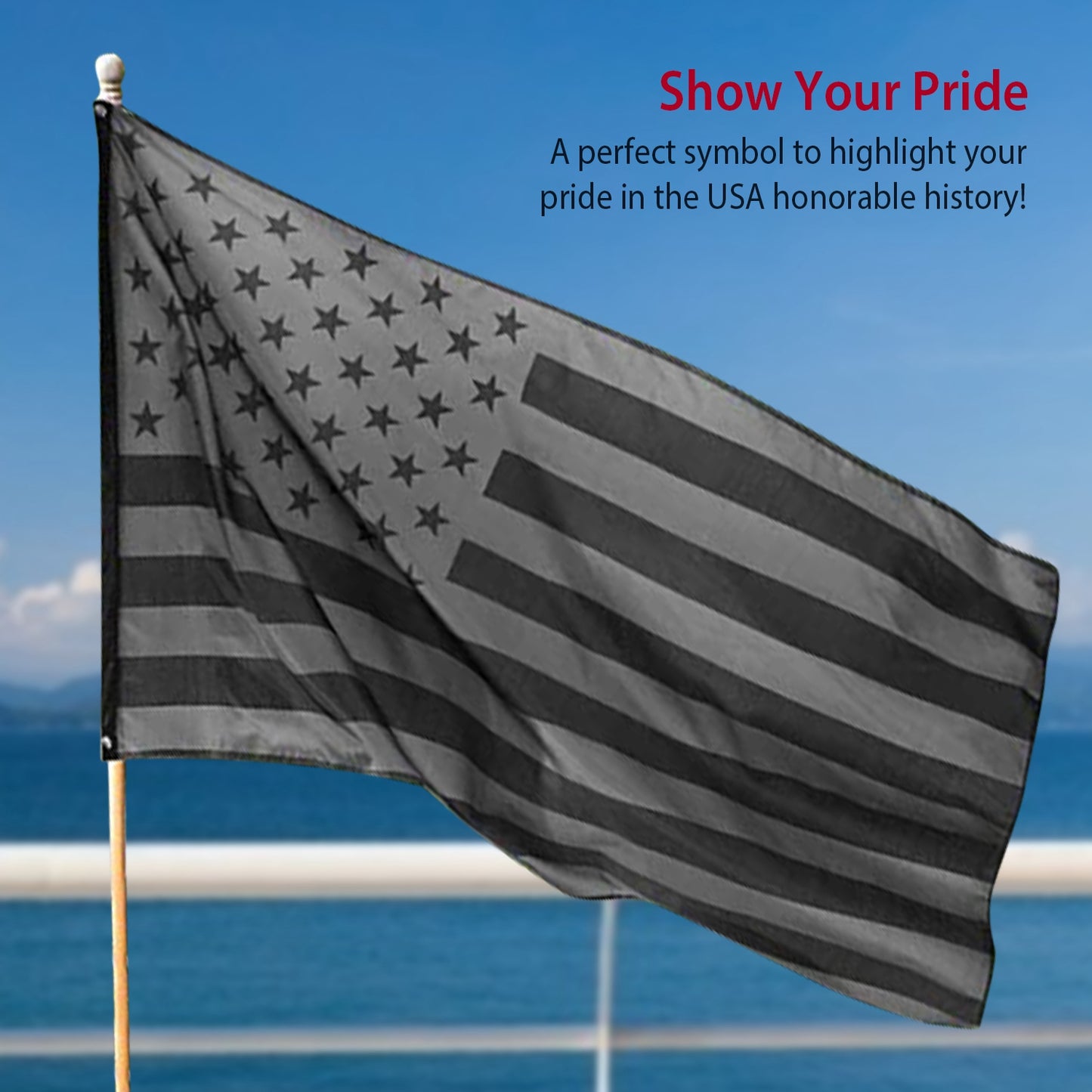 All Black American Flag 3x5 FT with Brass Grommets
