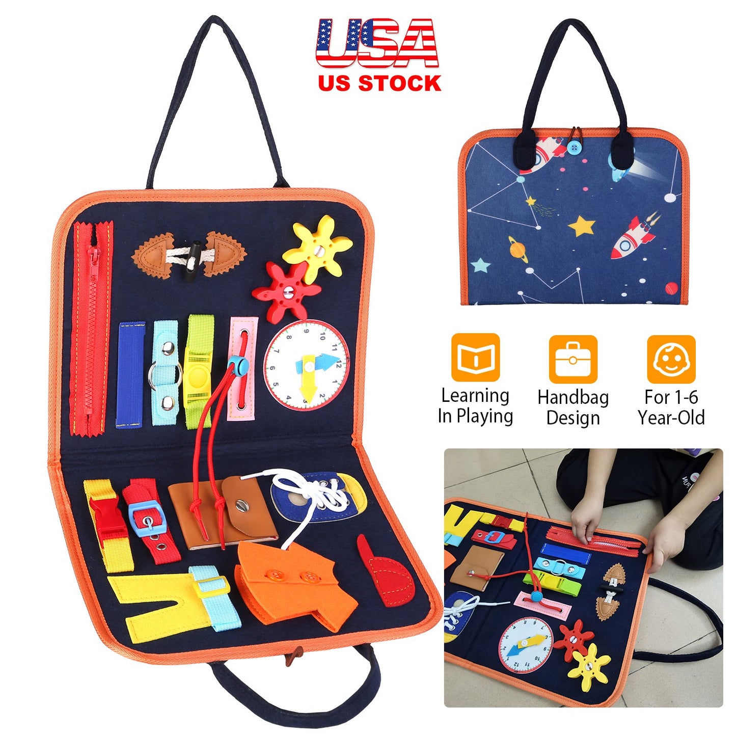 Busy Board Sensory Activity Toy for Toddlers Ages 1-6