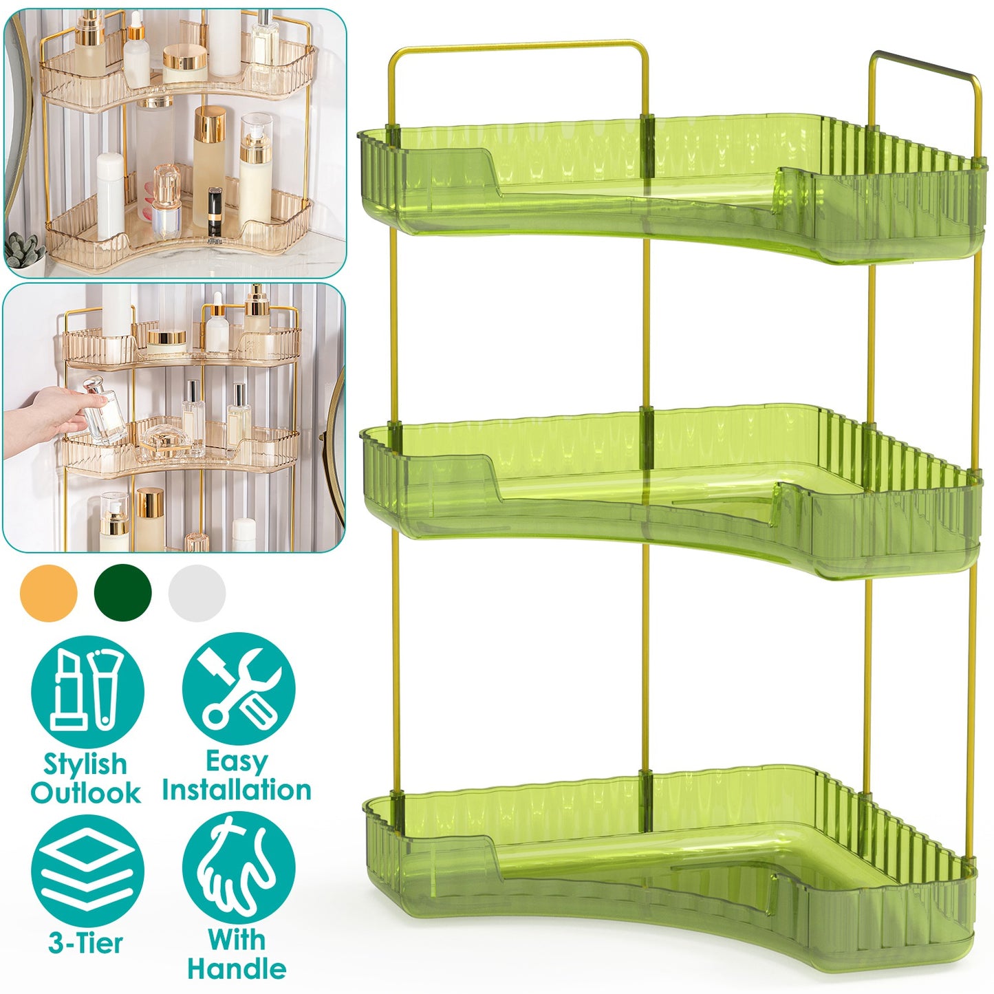 3-Tier Corner Countertop Organizer for Bathroom & Vanity