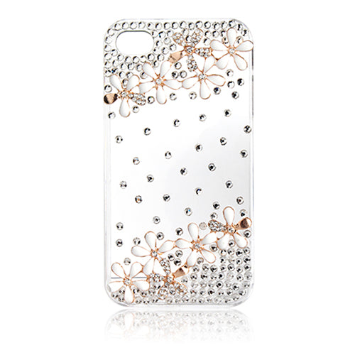 Rhinestone Flower Case for iPhone 4/4S - Clear Protective Cover