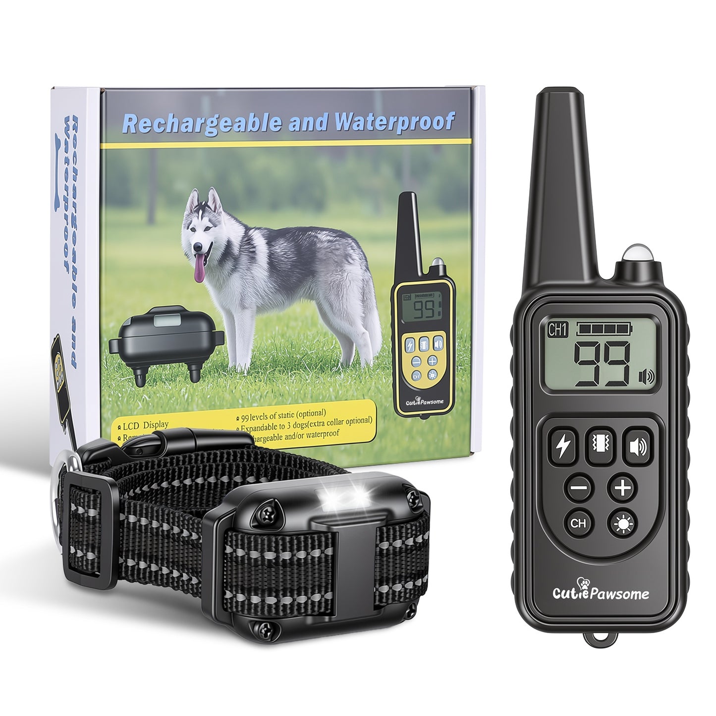 Dog Training Collar Receiver with Adjustable Belt IP67 Waterproof