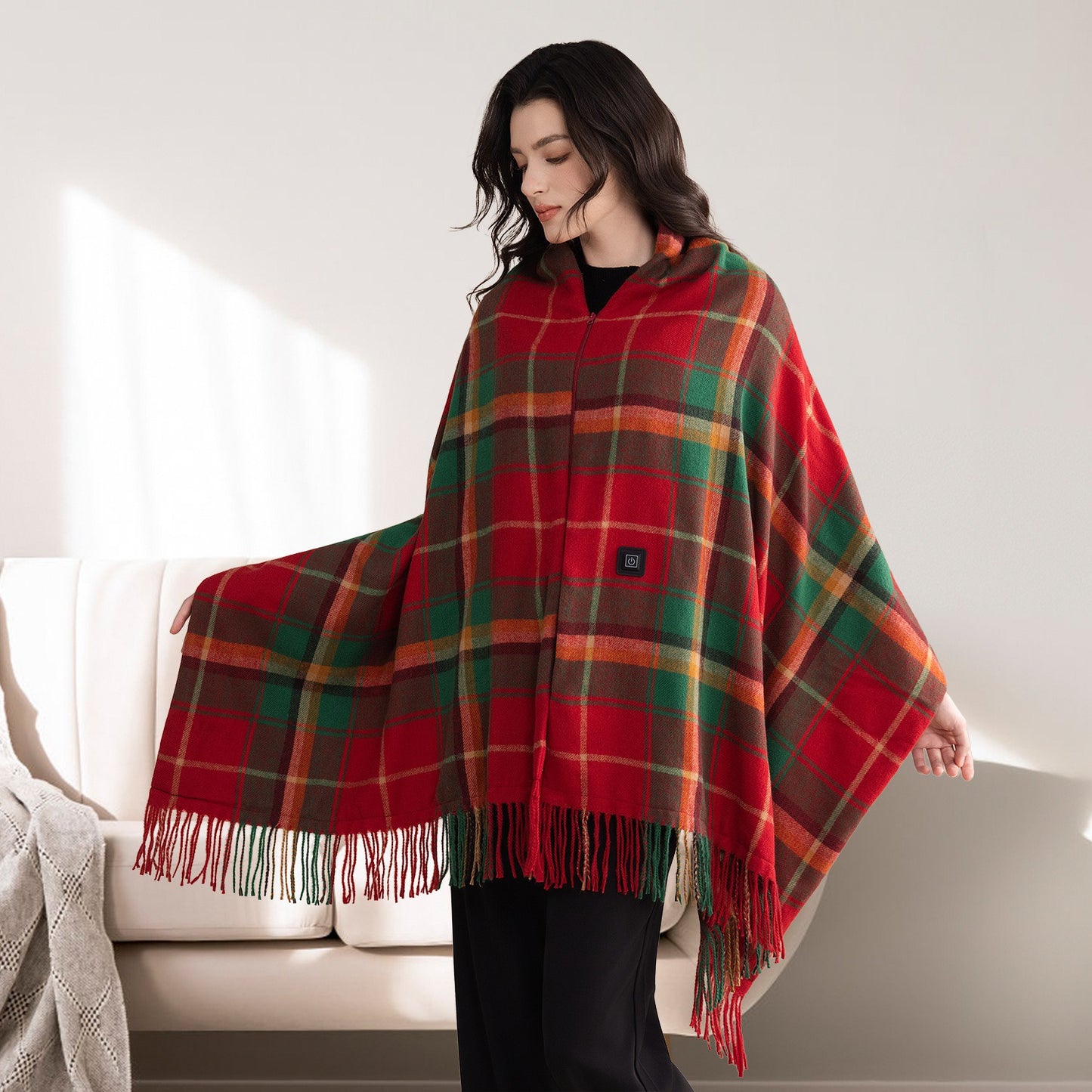 USB Heated Shawl with 3 Heat Levels and Zipper