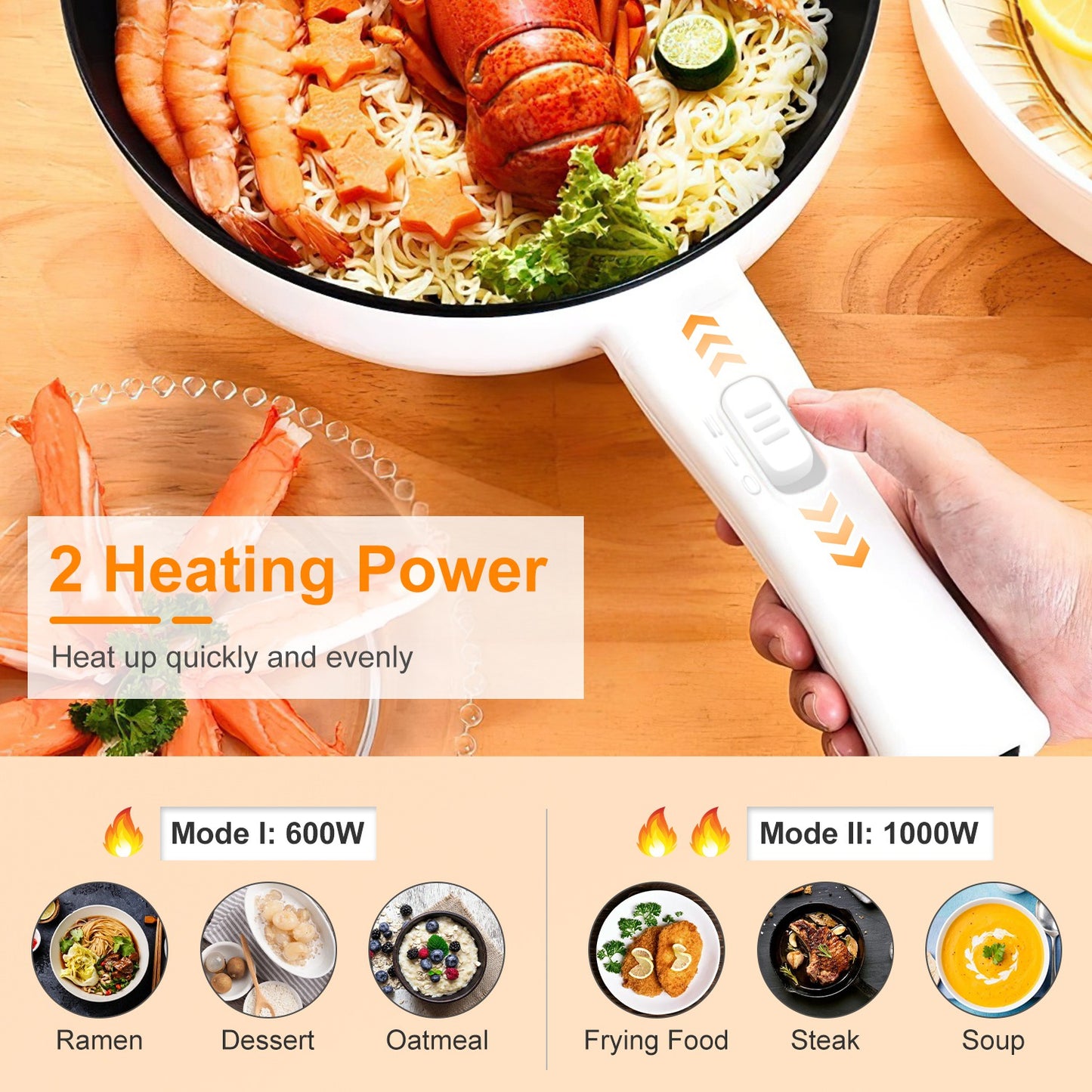 Electric Hot Pot with Steamer Rack - 3L Non-Stick Cooker