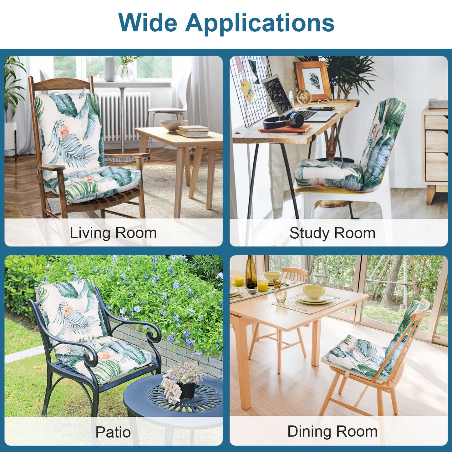 Rocking Chair Cushion Set - Waterproof with Non-Slip Ties