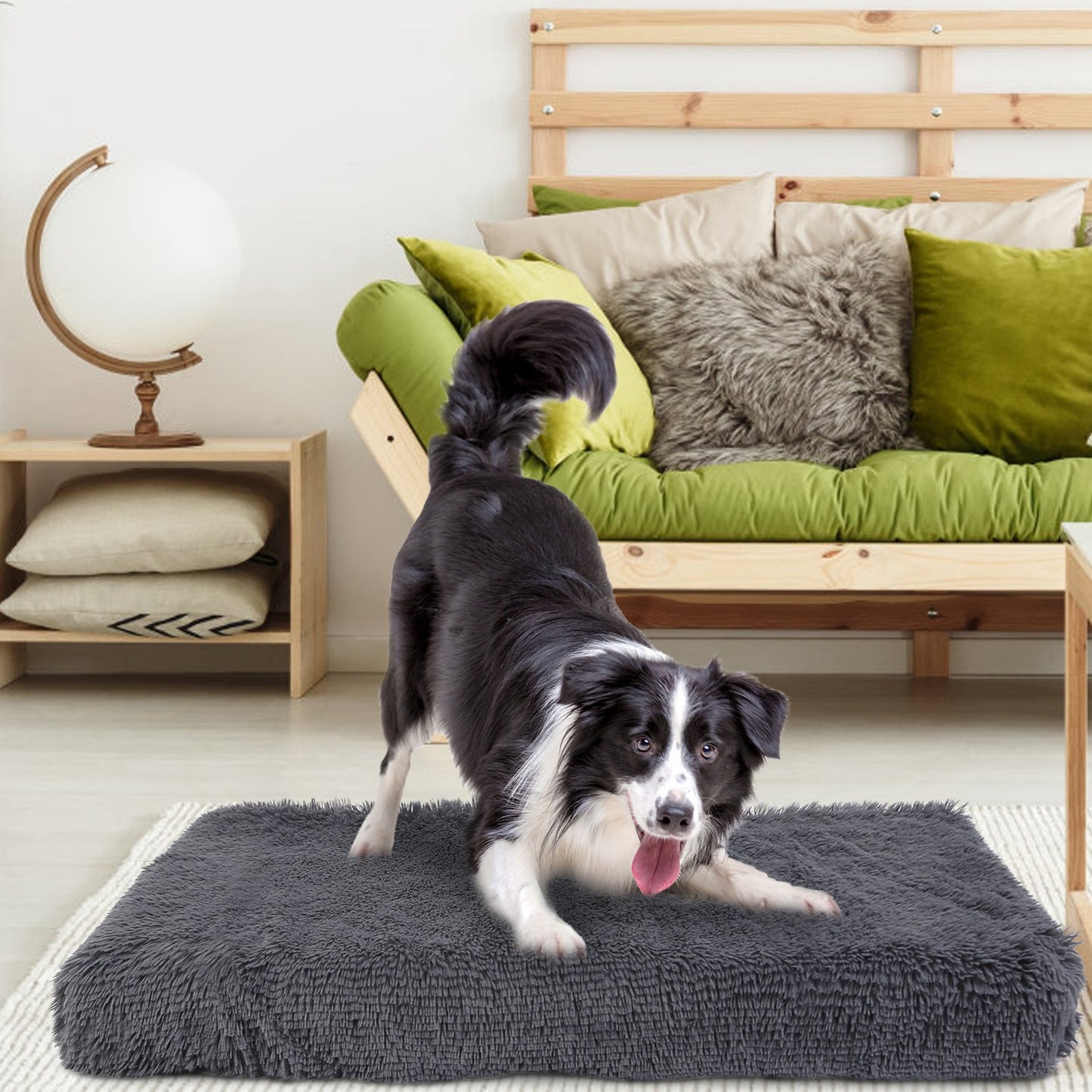 Dog Bed Plush Cushion with Egg Crate Foam - Washable Cover