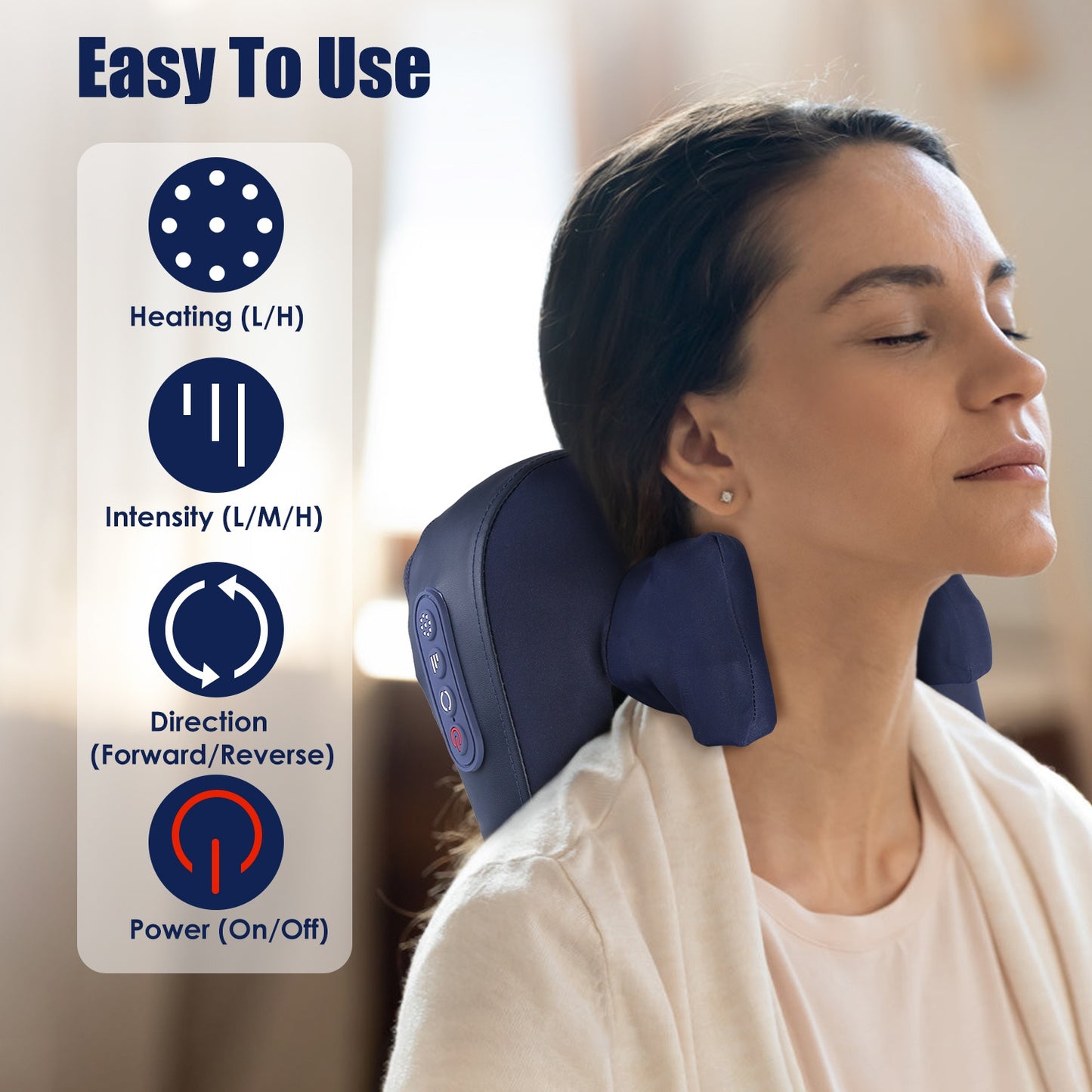 Cordless Neck Massager with Heating and 4D Shiatsu Kneading