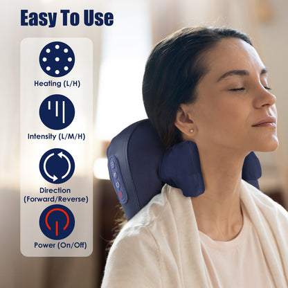 Cordless Neck Massager with Heating and 4D Shiatsu Kneading