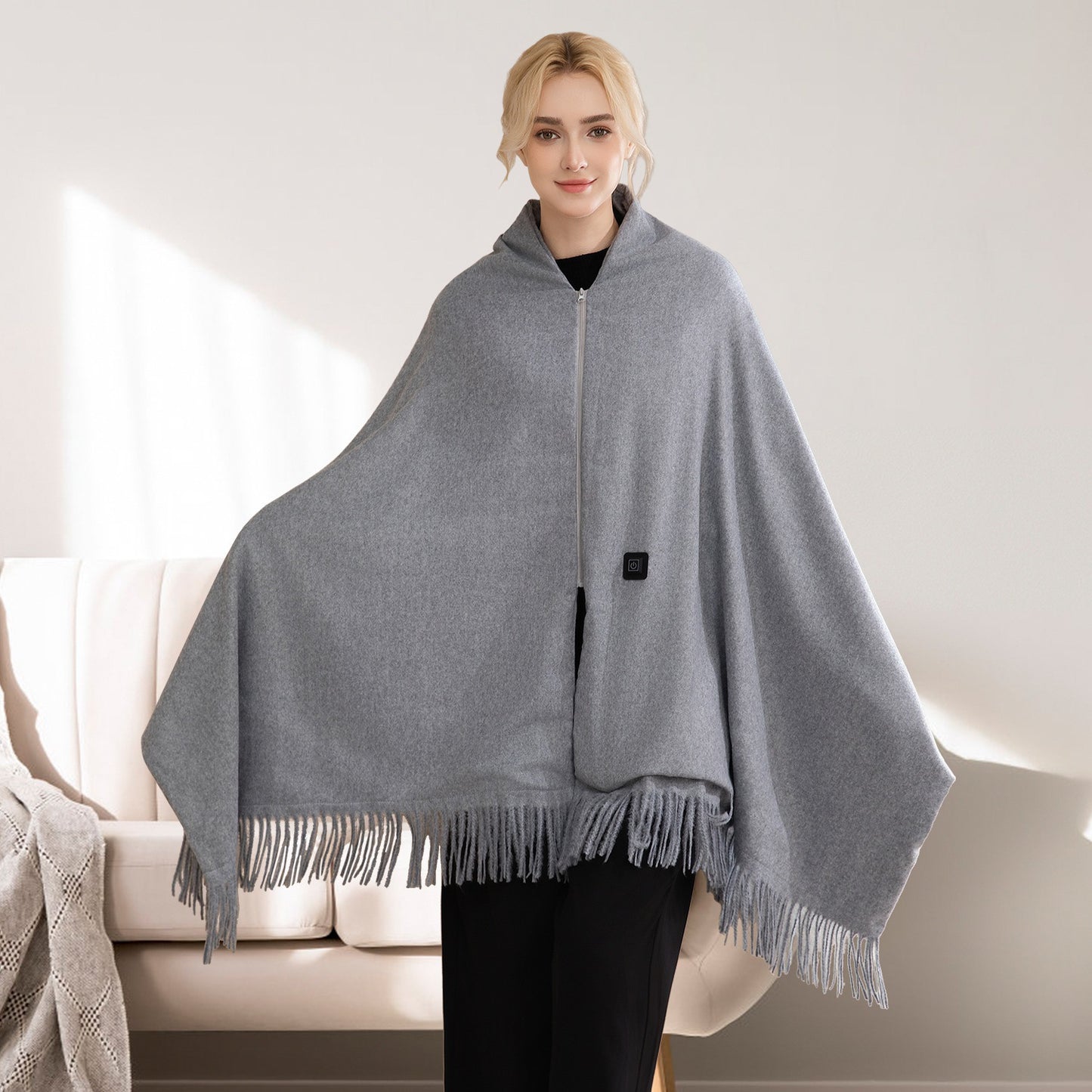 USB Heated Shawl with 3 Heat Levels and Zipper