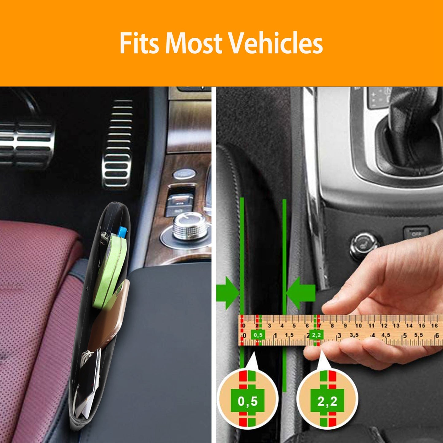 Seat Wedge Organizer 2-Pack for Car Storage