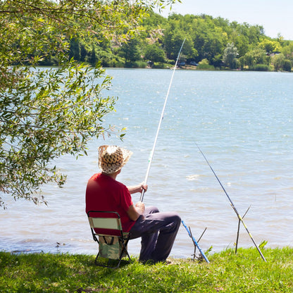 Foldable Fishing Chair with Built-In Cooler Bag and Backrest