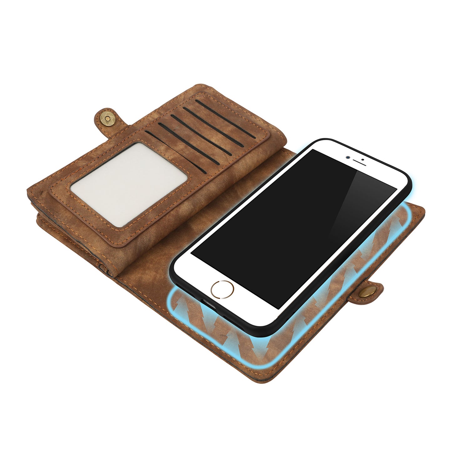 iPhone 6s Wallet Case with Detachable Magnetic Cover - Brown