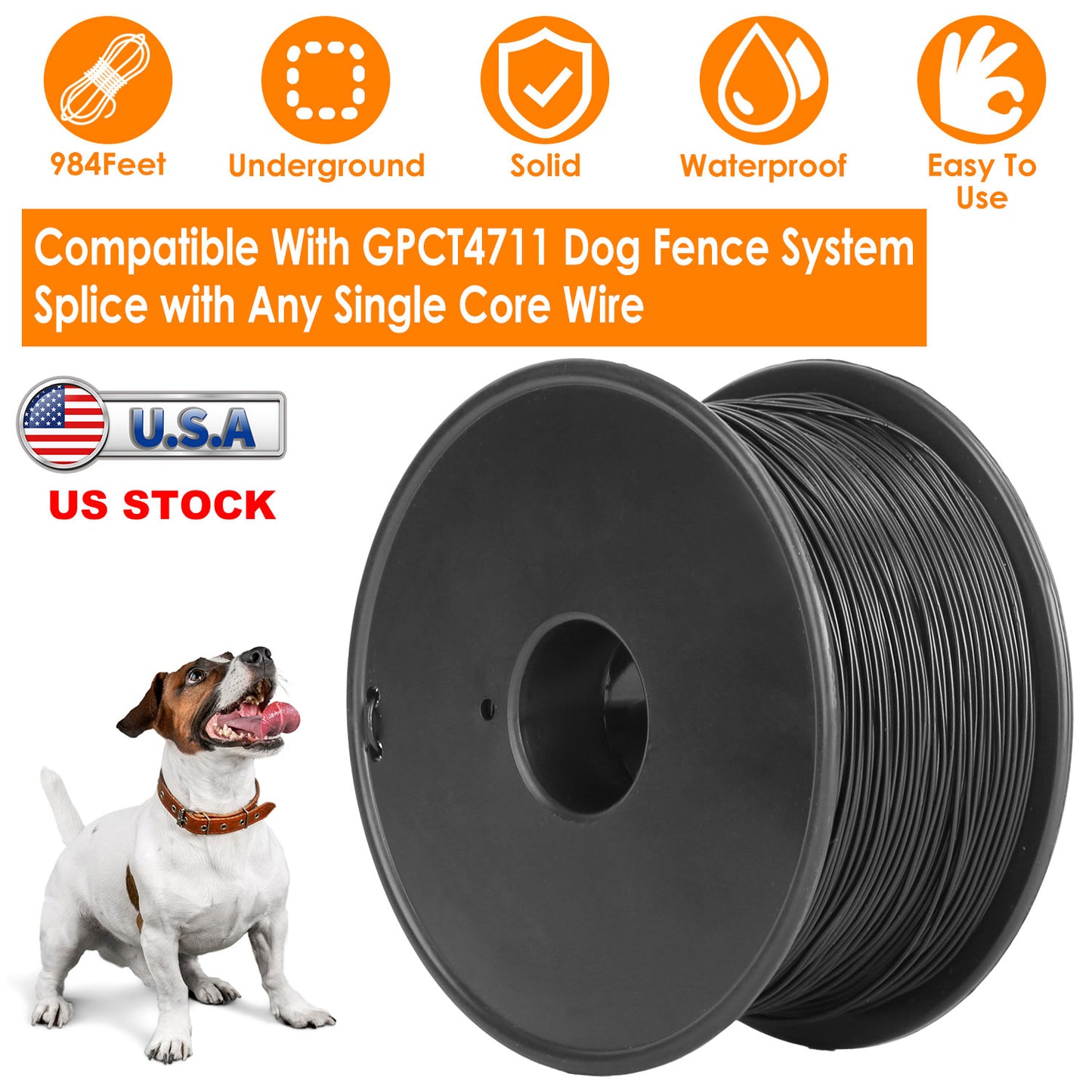 Underground Dog Fence System with Waterproof Rechargeable Collar