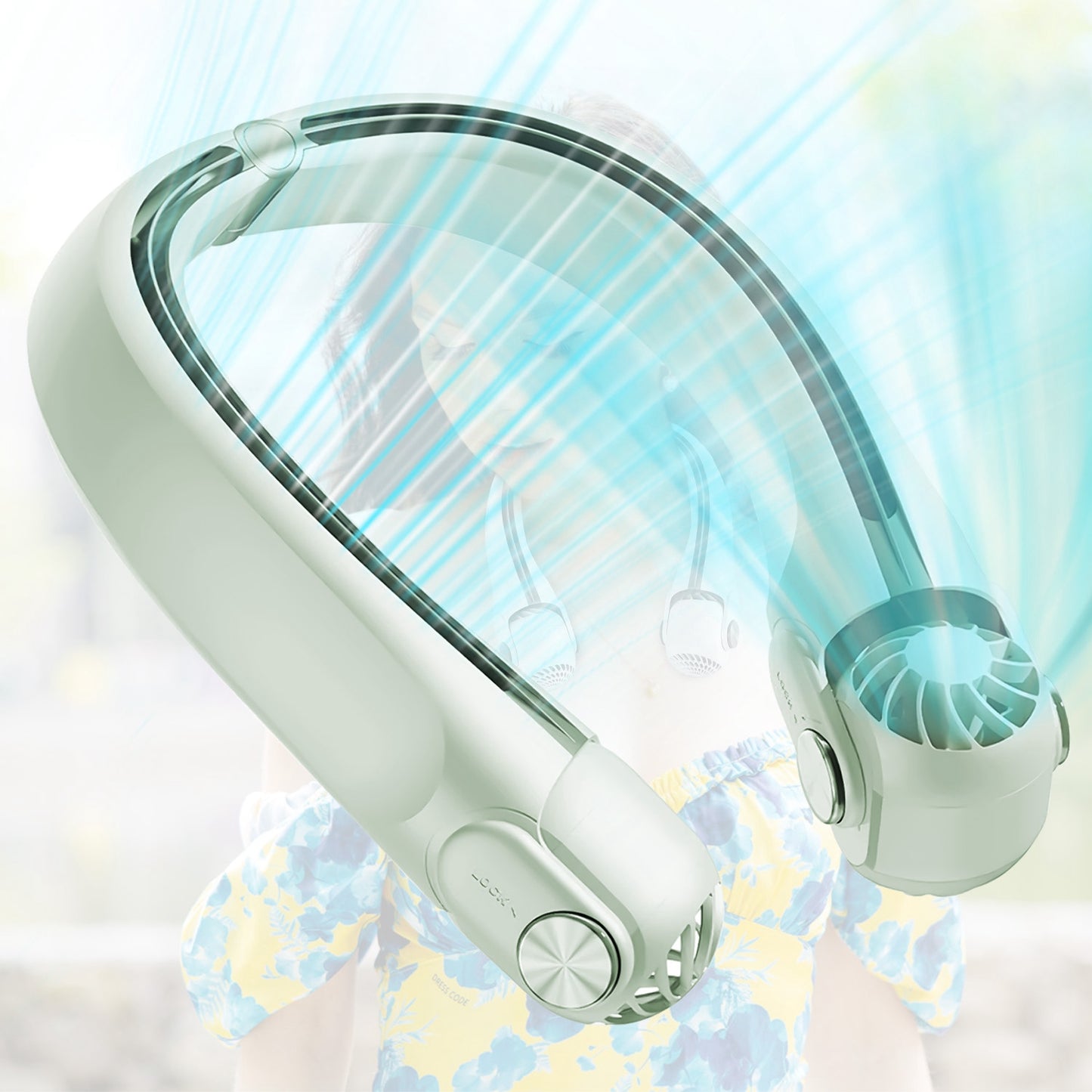 Portable Neck Hanging Fan with 360° Airflow & 3 Speeds