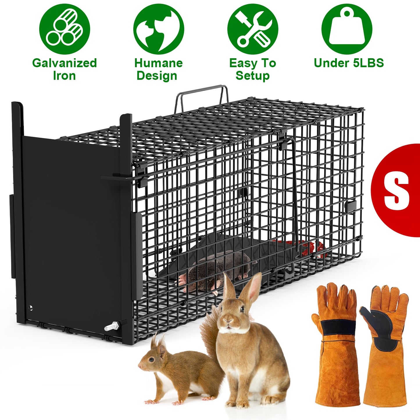 40in Humane Live Animal Trap Cage for Raccoons & Opossums