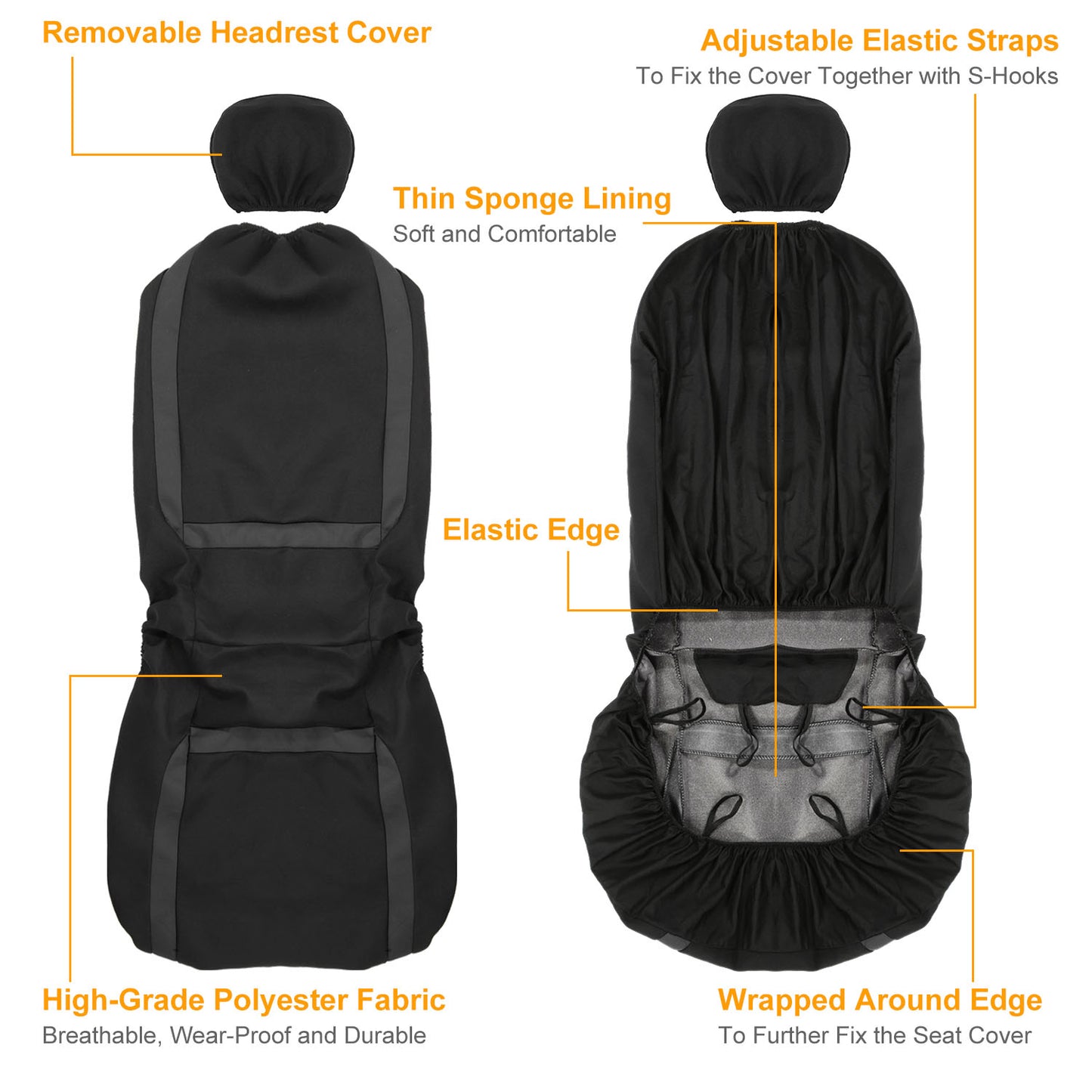 Universal Car Seat Covers 9-Piece Set for Auto Truck SUV