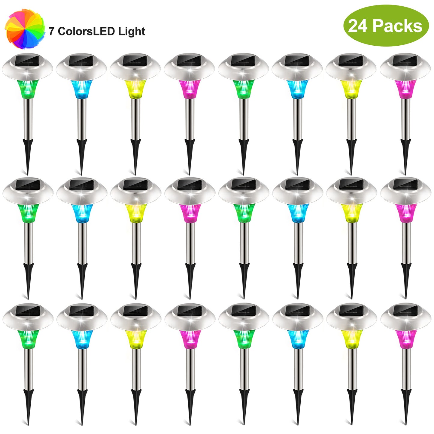 Solar Garden Lights Outdoor 12-Pack Color Changing Pathway