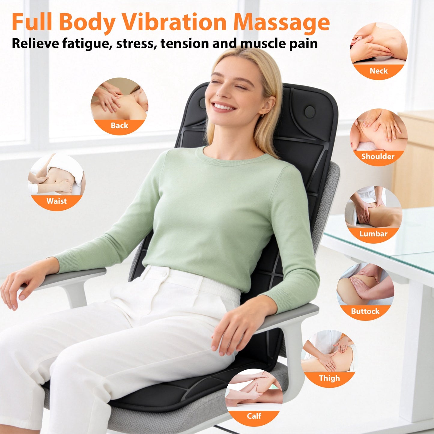 Full Body Vibration Massage Mat with Heat & 10 Motors