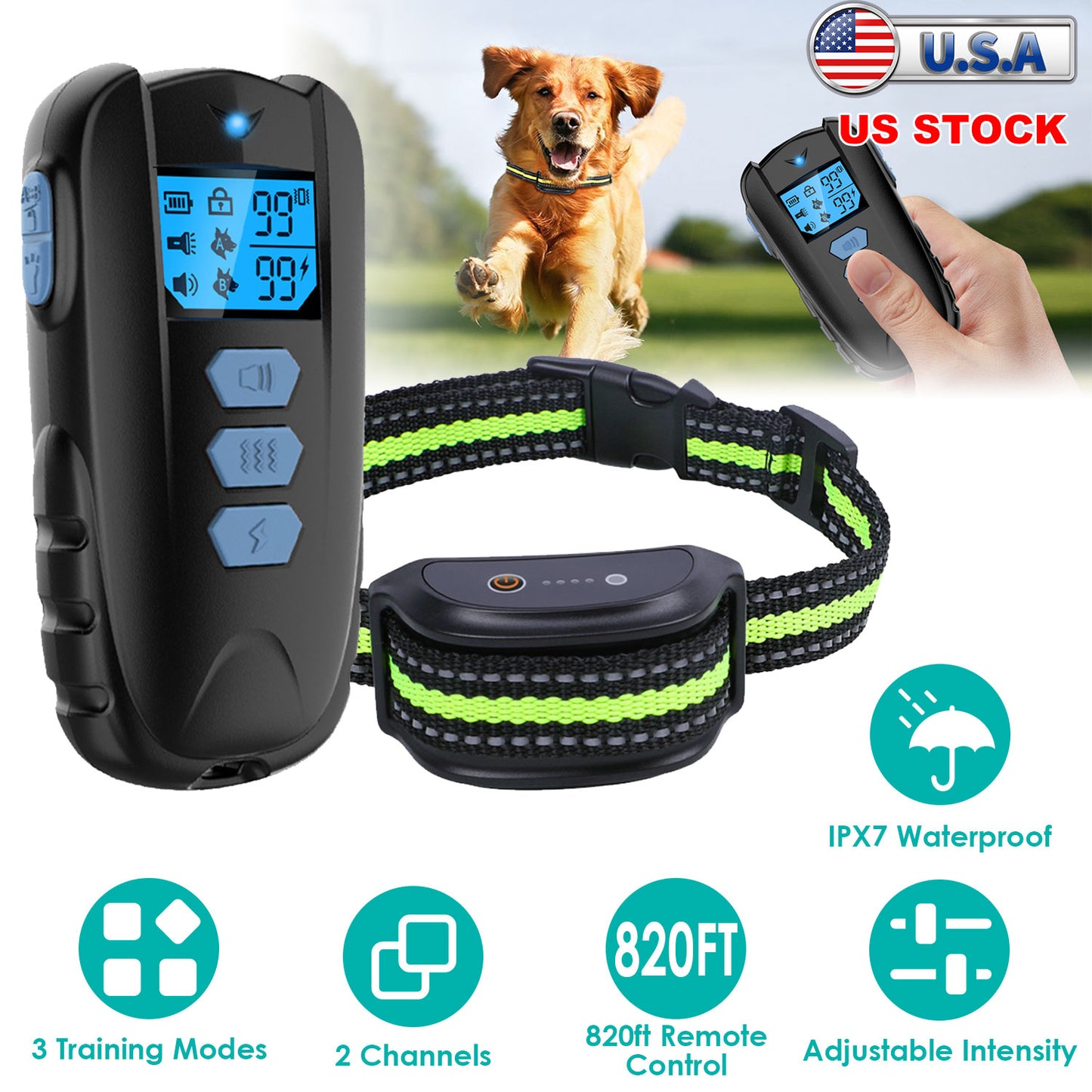 Dog Training Collar with Remote – 820ft Range, 3 Modes