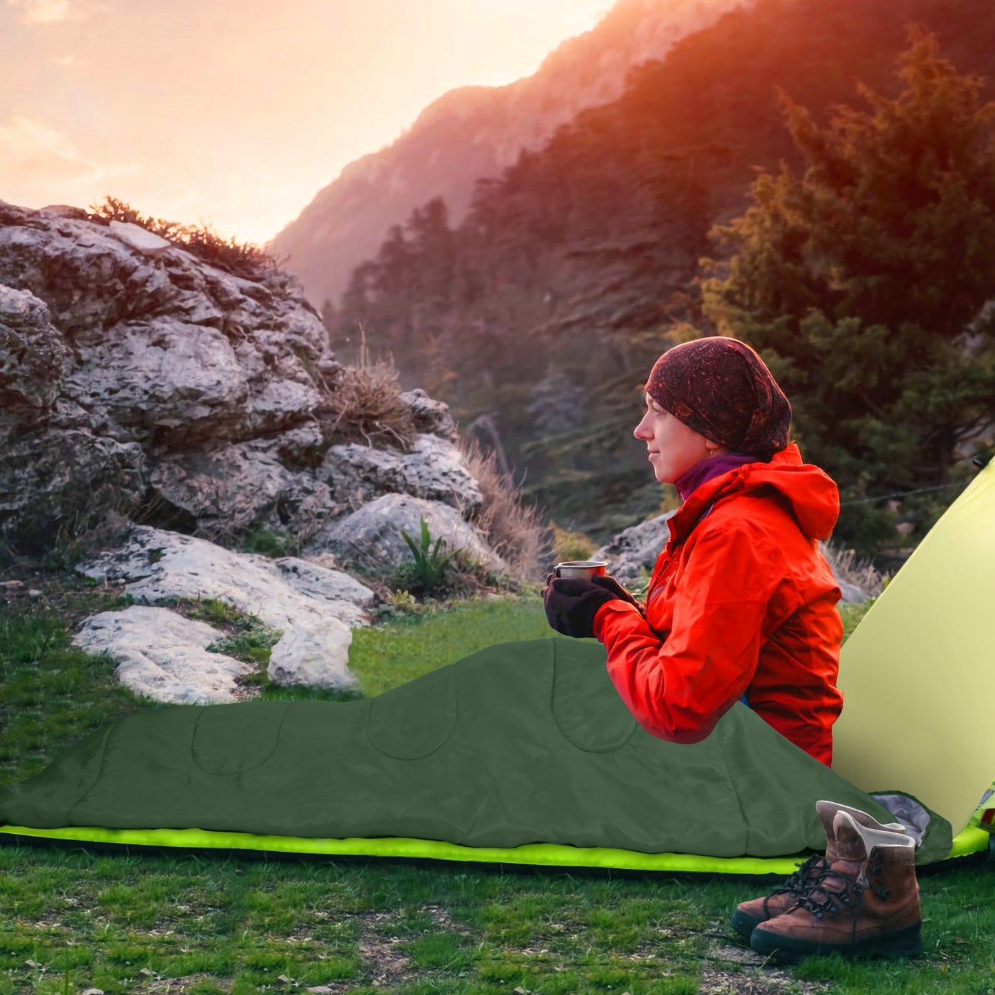 3-Season Sleeping Bag for Adults with Carry Bag 32-50°F