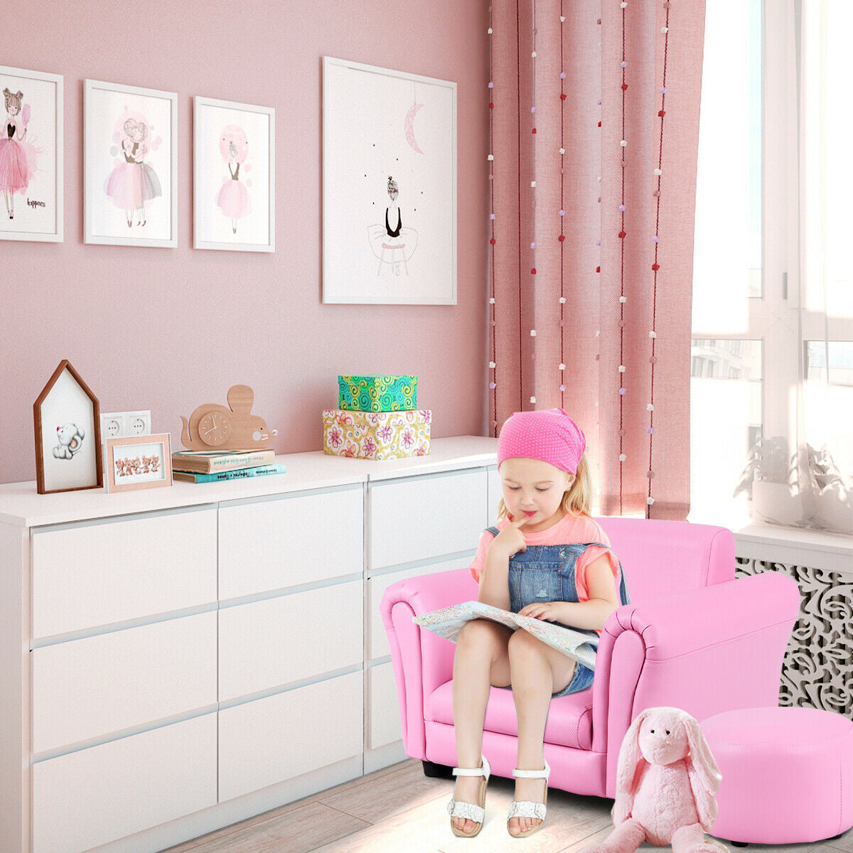 Kids Armrest Sofa with Ottoman