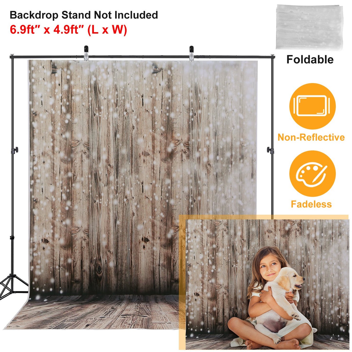 Wooden Floor Photography Backdrop 5x7ft Rustic Wall Design