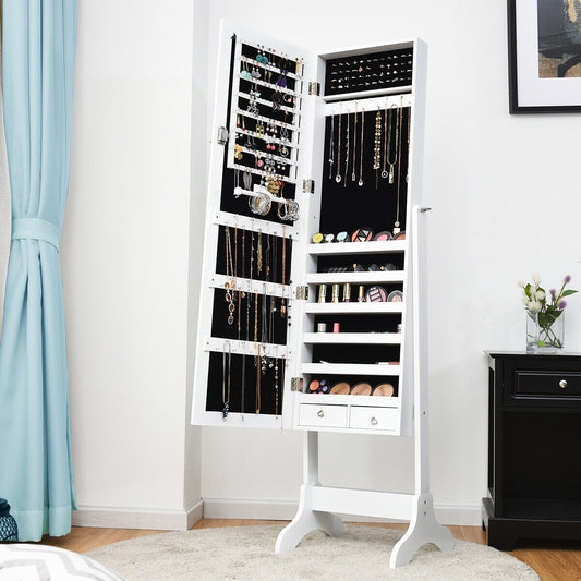 Mirrored Jewelry Armoire Cabinet with Lock - Full Length
