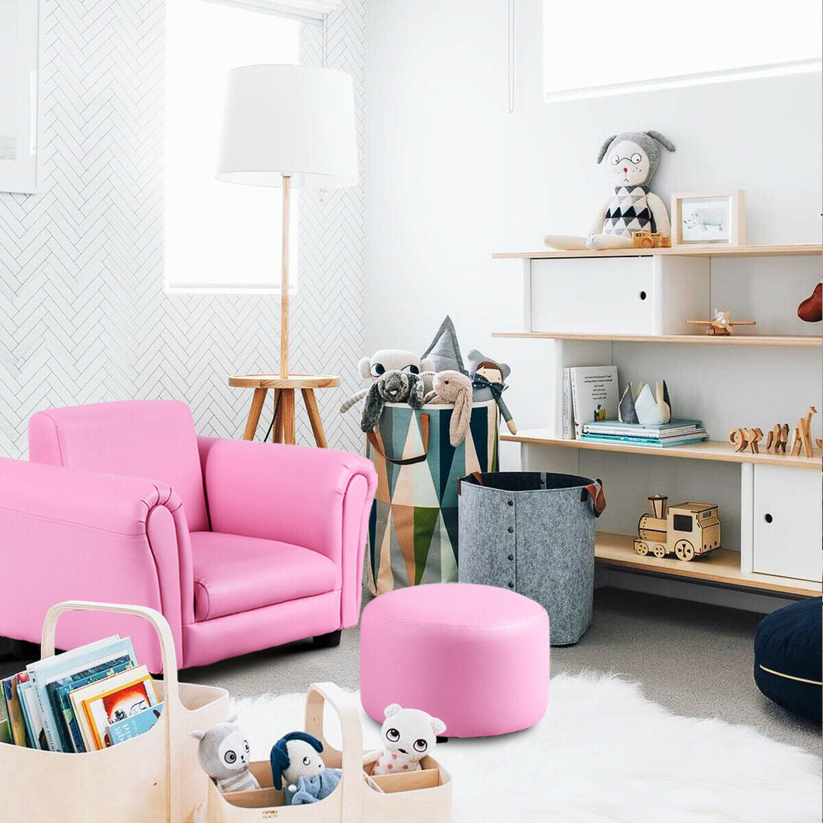 Kids Armrest Sofa with Ottoman