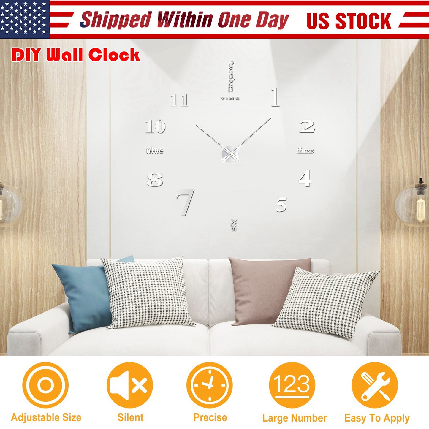 DIY 3D Mirror Wall Clock with Large Numbers