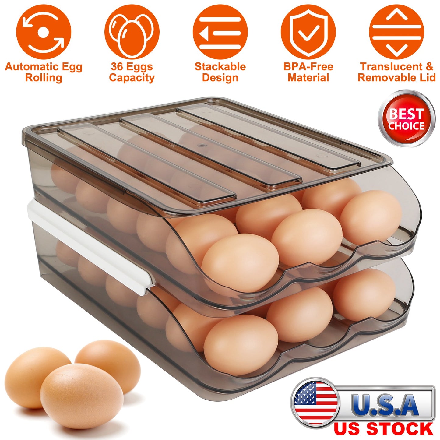 Egg Storage Container for Refrigerator - 36 Egg Capacity
