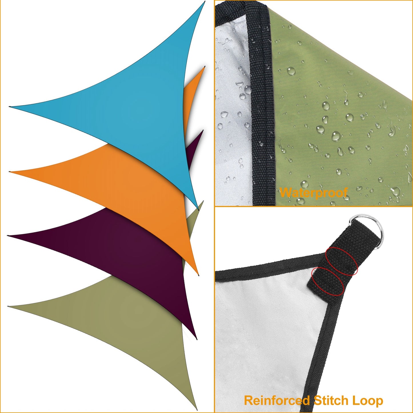 Triangle Shade Sail Canopy - Waterproof Outdoor Sun Shelter